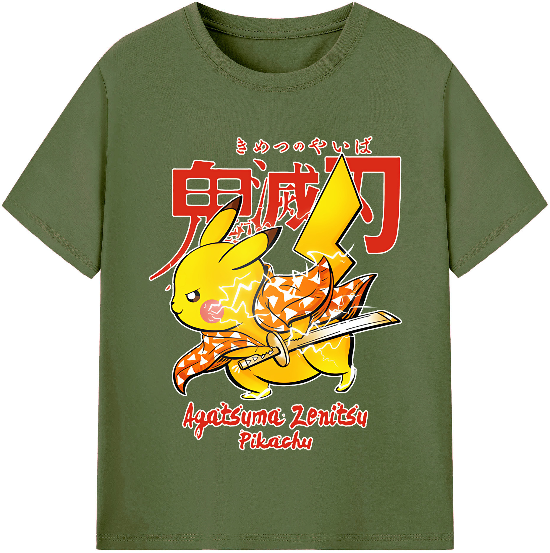 （画像用） 鬼滅の刃（きめつのやいば）我妻 善逸／あがつま ぜんいつ Agatsuma Zenitsu 綿100％半袖Tシャツ（フロントプリント）
